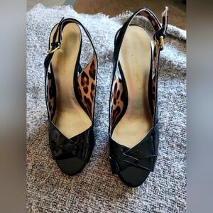 CHRISTIAN SIRIANO HIGH HEELS WOMENS BLACK LEOPARD SIZE 12